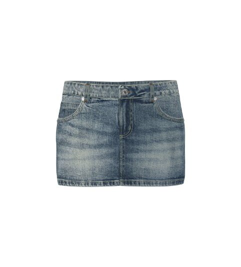 Minijupe en denim délavé.