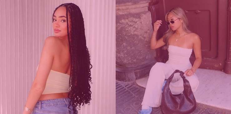 Two models pose wearing Garage clothing.