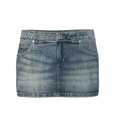 Denim mini skirt.